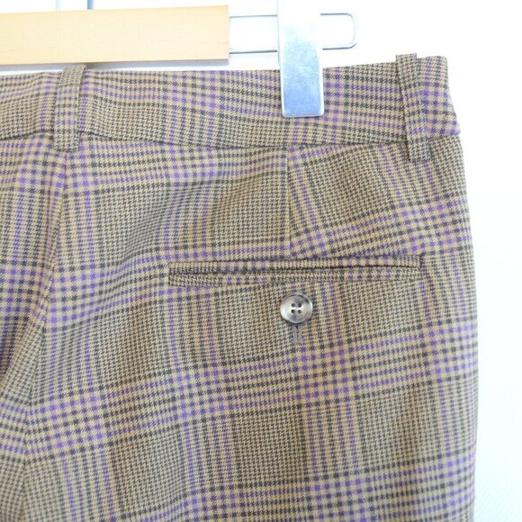 Michael Kors Runway Collection Italian Wool Brown Plaid Straight Leg Pants Sz 4 - Picture 7 of 9